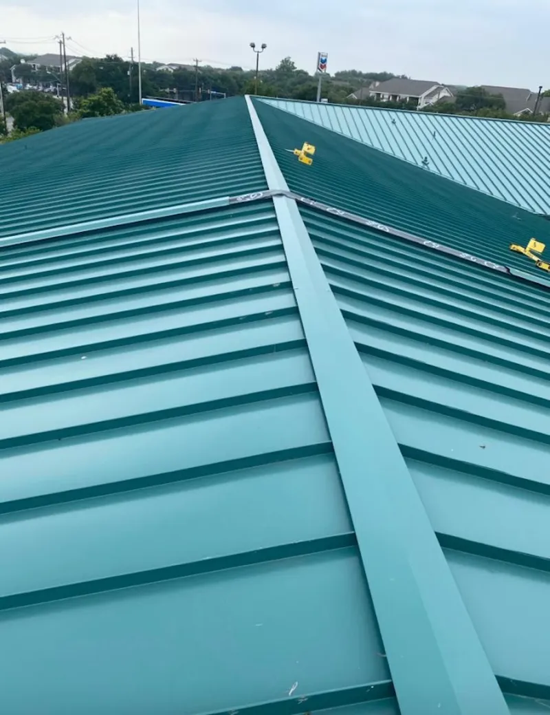 Green commercial metal roof ridge and valley for Metal Roof Repair in Somers Point